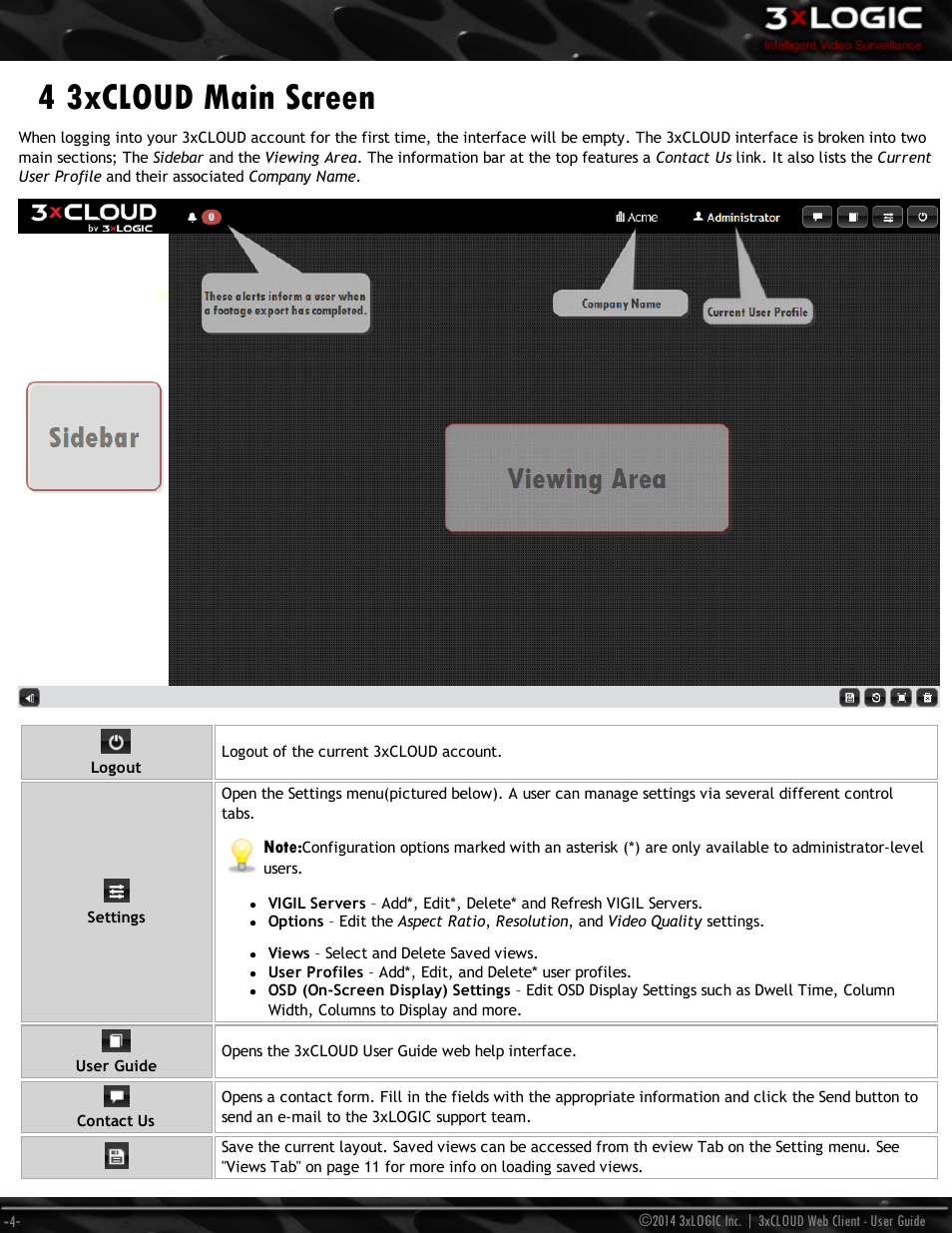 4 3xcloud main screen | 3xLOGIC 3xCLOUD Web Client User Manual | Page 8 / 31