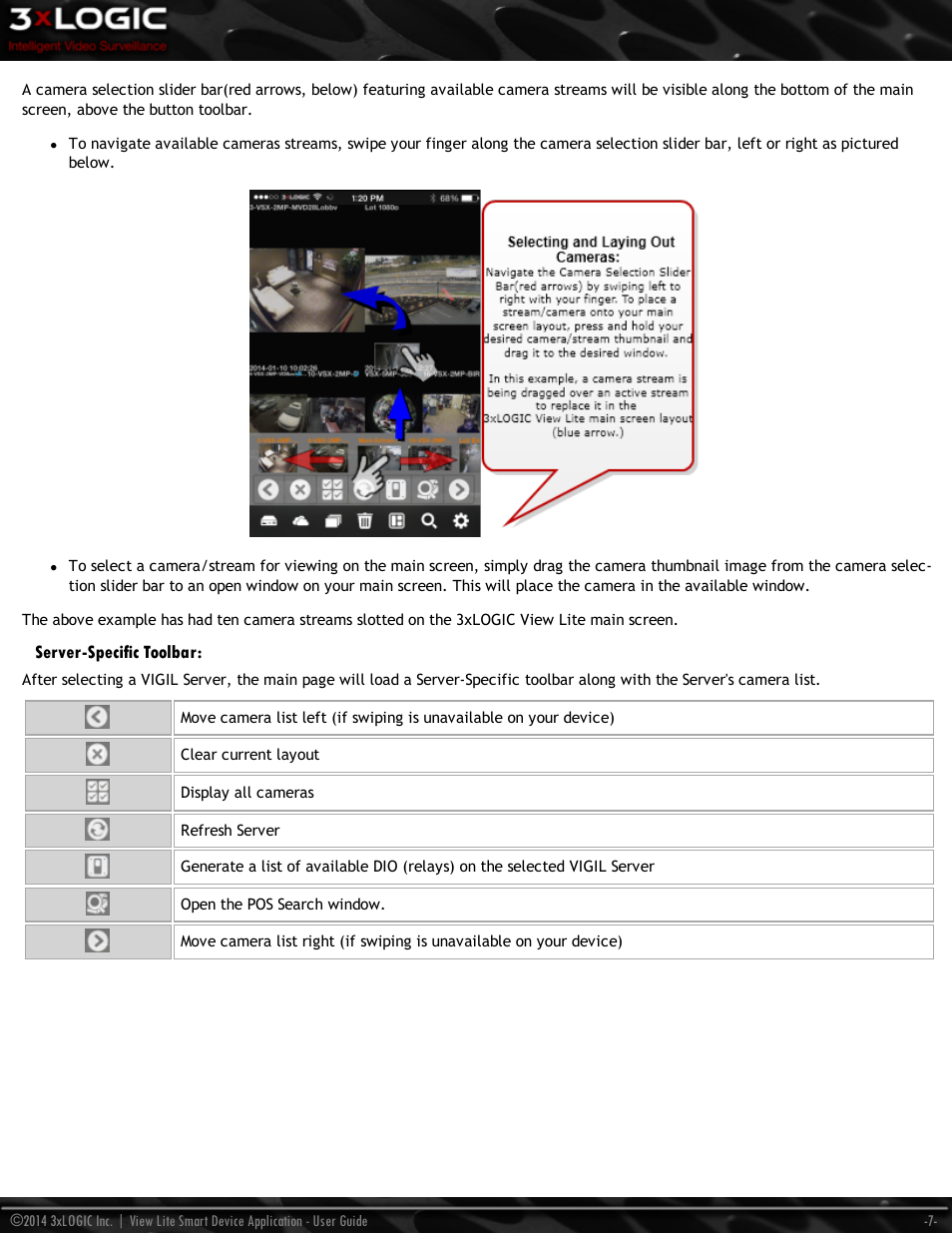 Server-specific toolbar | 3xLOGIC View Lite Smart Device App User Manual | Page 11 / 38