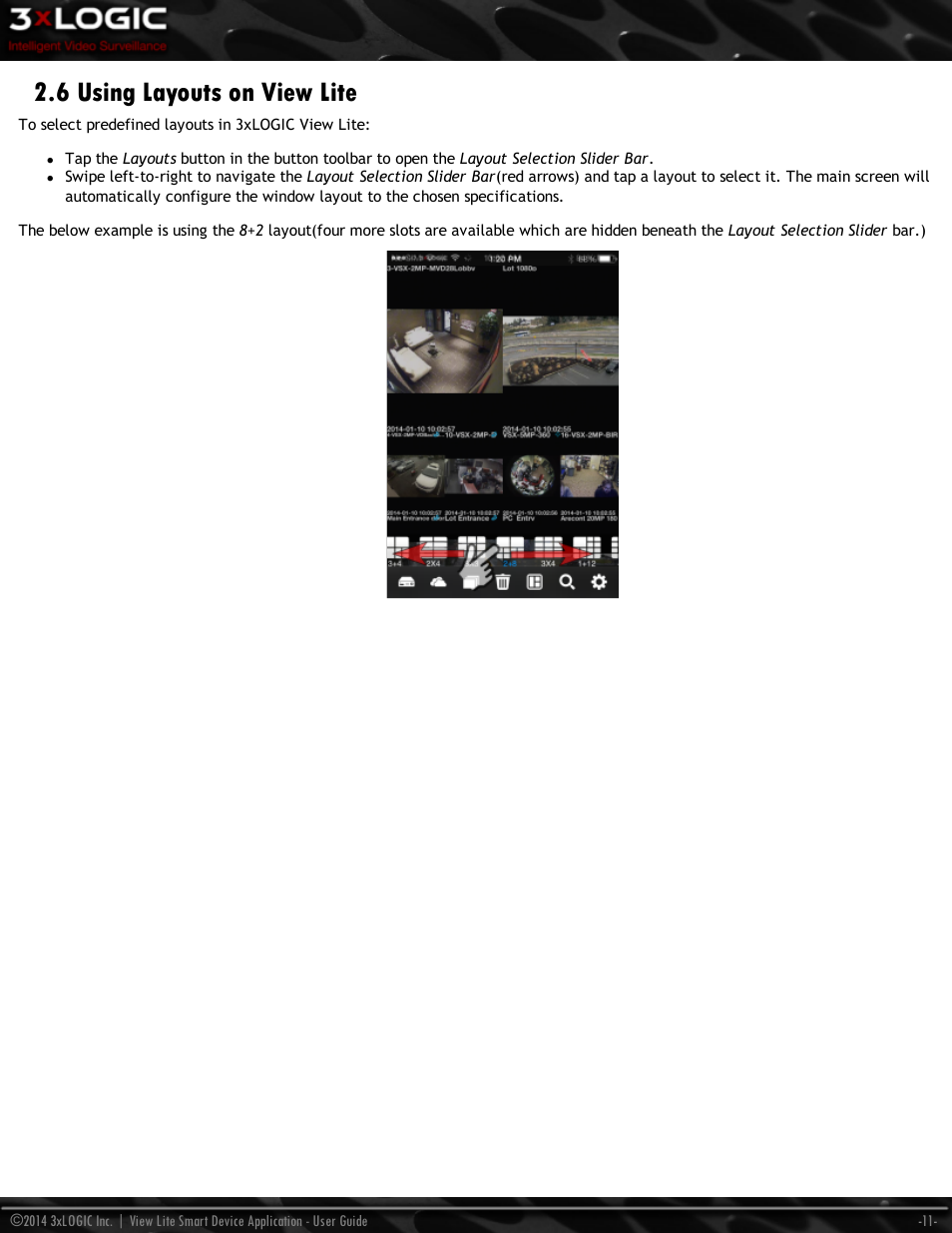 6 using layouts on view lite | 3xLOGIC View Lite Smart Device App User Manual | Page 15 / 38