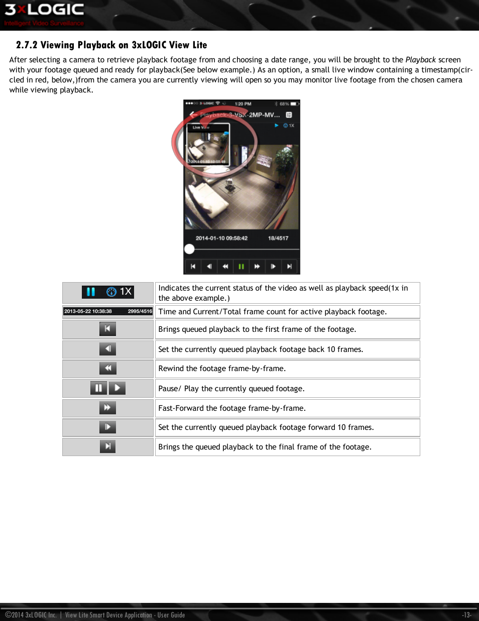 2 viewing playback on 3xlogic view lite | 3xLOGIC View Lite Smart Device App User Manual | Page 17 / 38