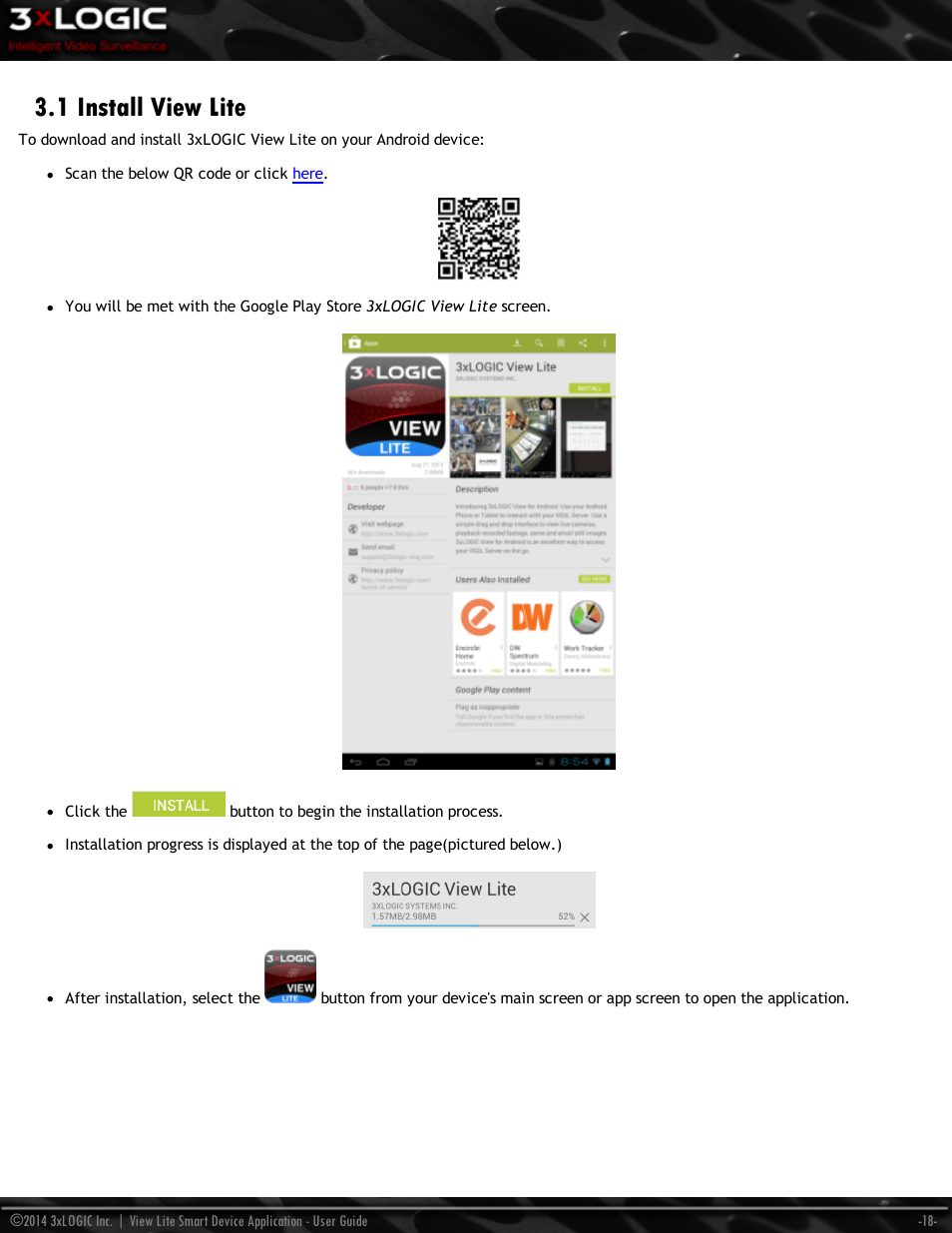 1 install view lite | 3xLOGIC View Lite Smart Device App User Manual | Page 22 / 38