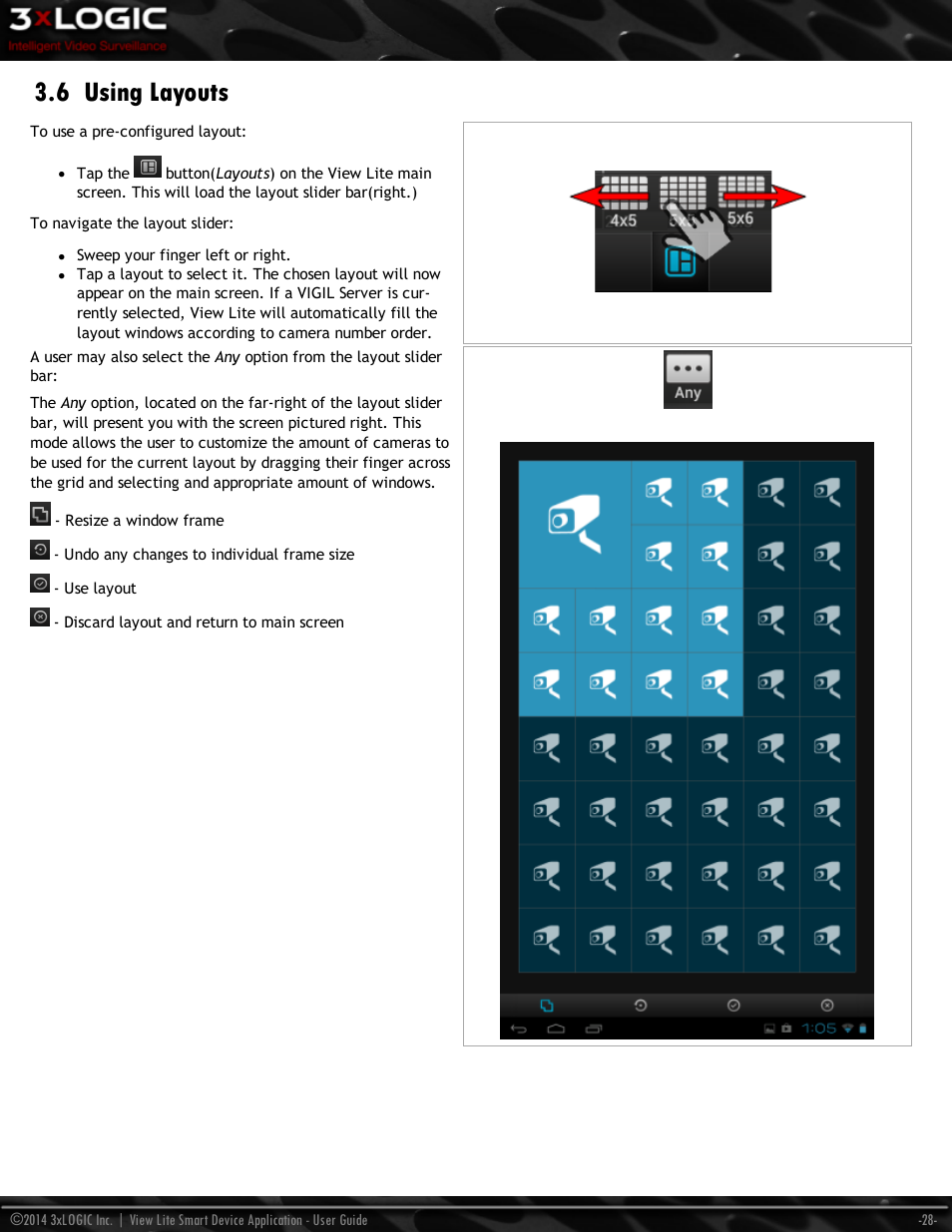 6 using layouts | 3xLOGIC View Lite Smart Device App User Manual | Page 32 / 38