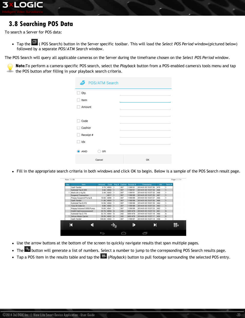 8 searching pos data | 3xLOGIC View Lite Smart Device App User Manual | Page 36 / 38