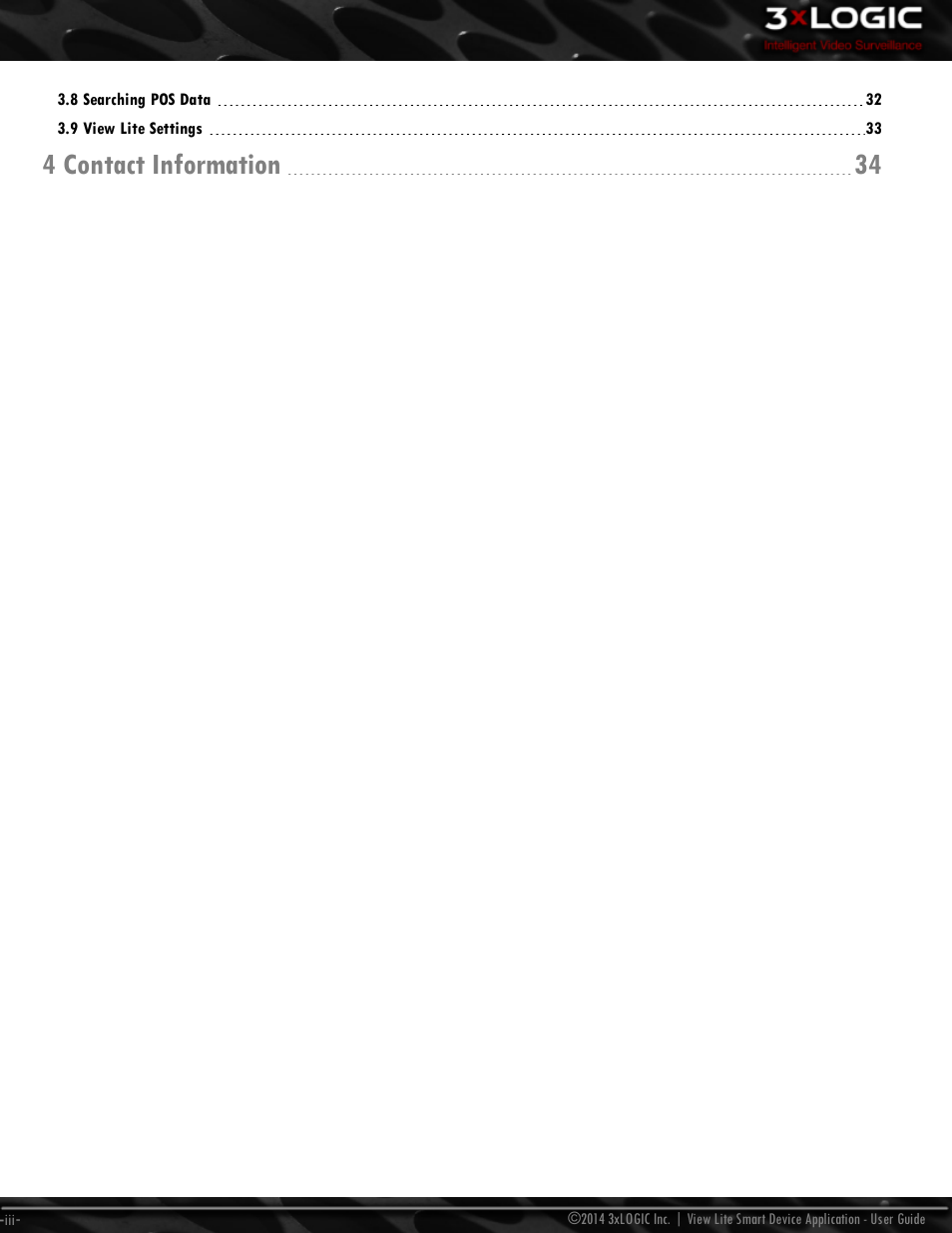 4 contact information 34 | 3xLOGIC View Lite Smart Device App User Manual | Page 4 / 38