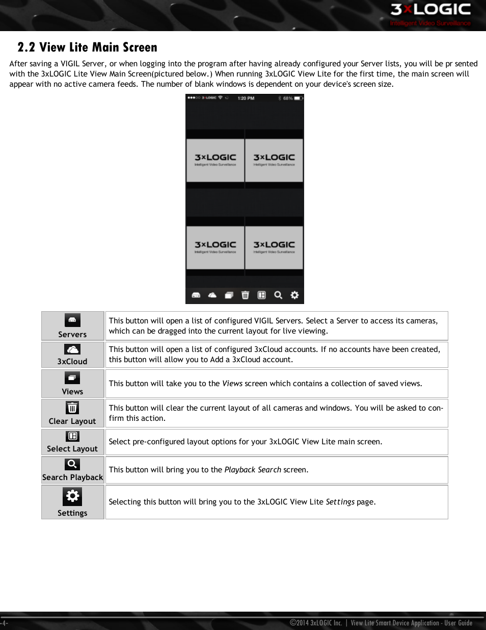 2 view lite main screen | 3xLOGIC View Lite Smart Device App User Manual | Page 8 / 38