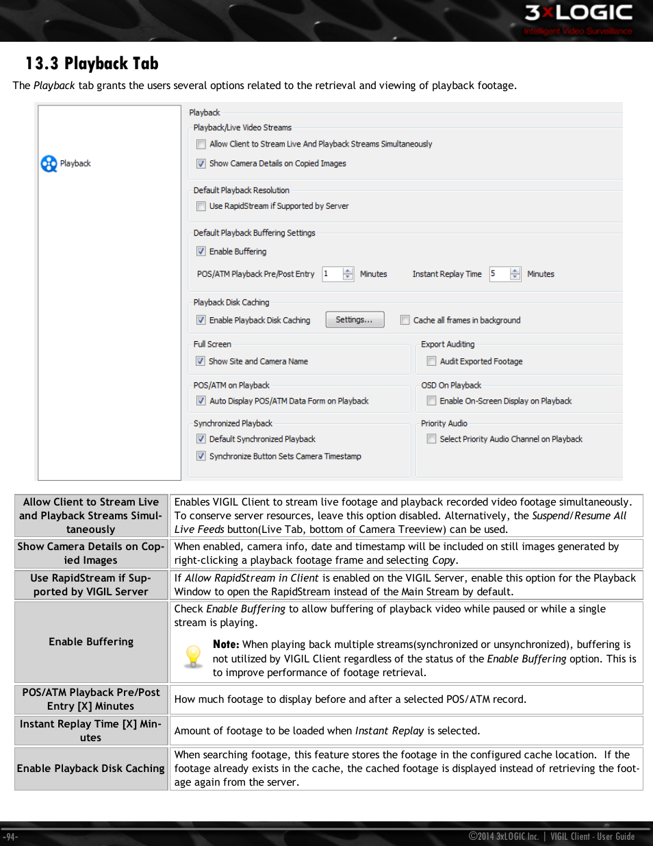 3 playback tab | 3xLOGIC VIGIL Client User Manual | Page 100 / 116