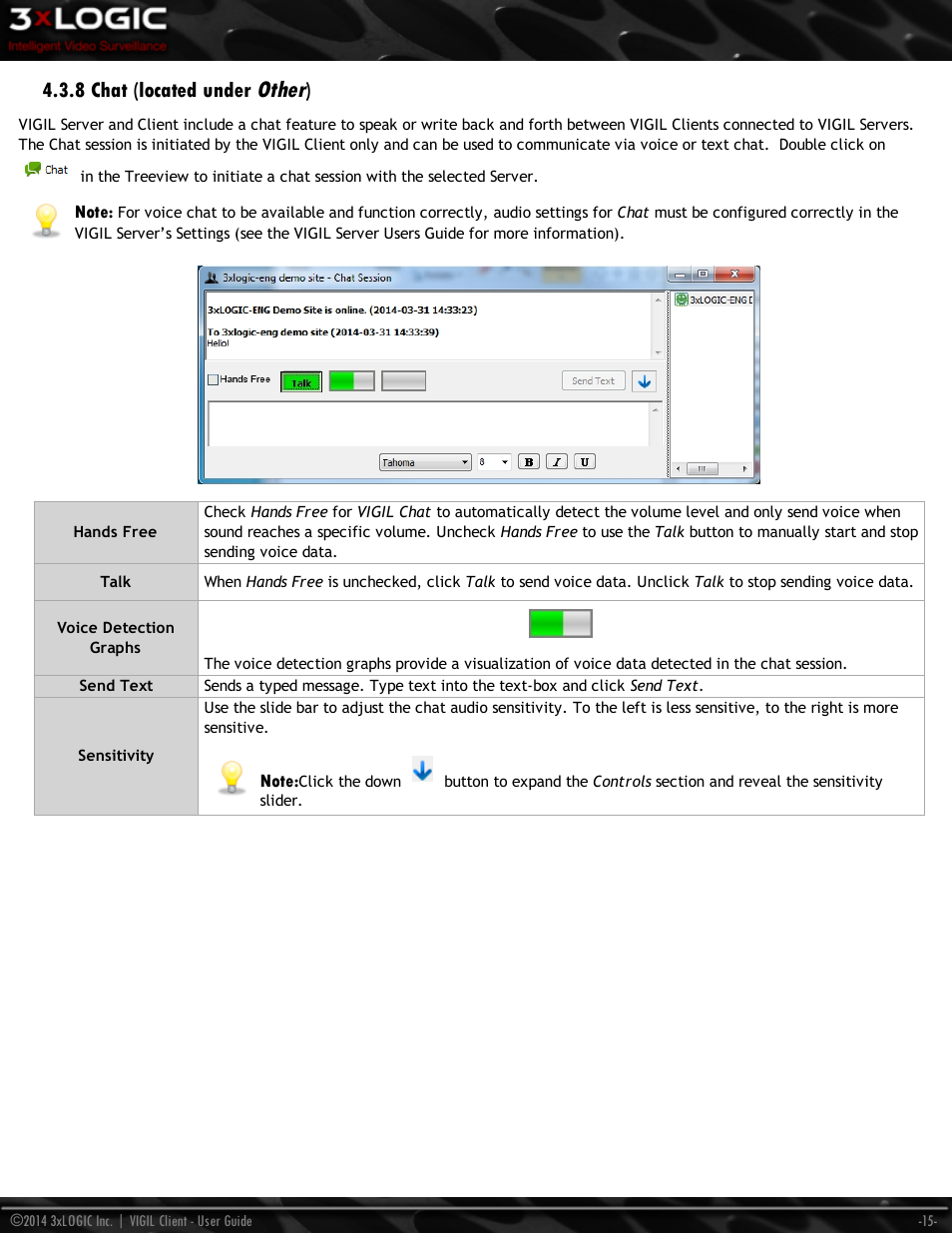 8 chat (located under other), Other, 8 chat (located under | 3xLOGIC VIGIL Client User Manual | Page 21 / 116