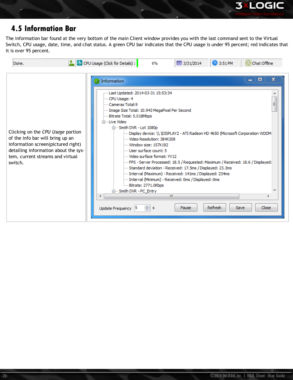 5 information bar | 3xLOGIC VIGIL Client User Manual | Page 26 / 116