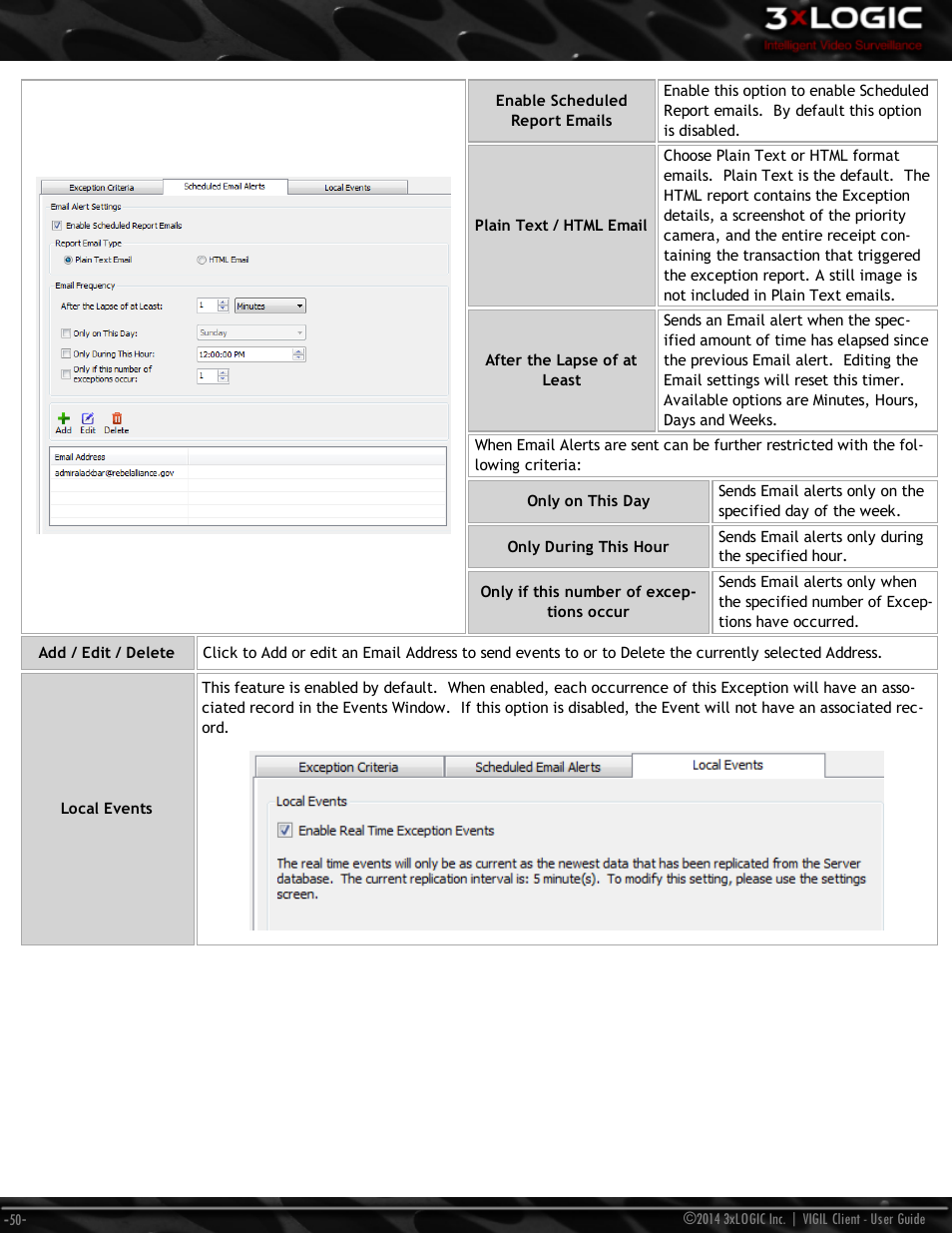 3xLOGIC VIGIL Client User Manual | Page 56 / 116