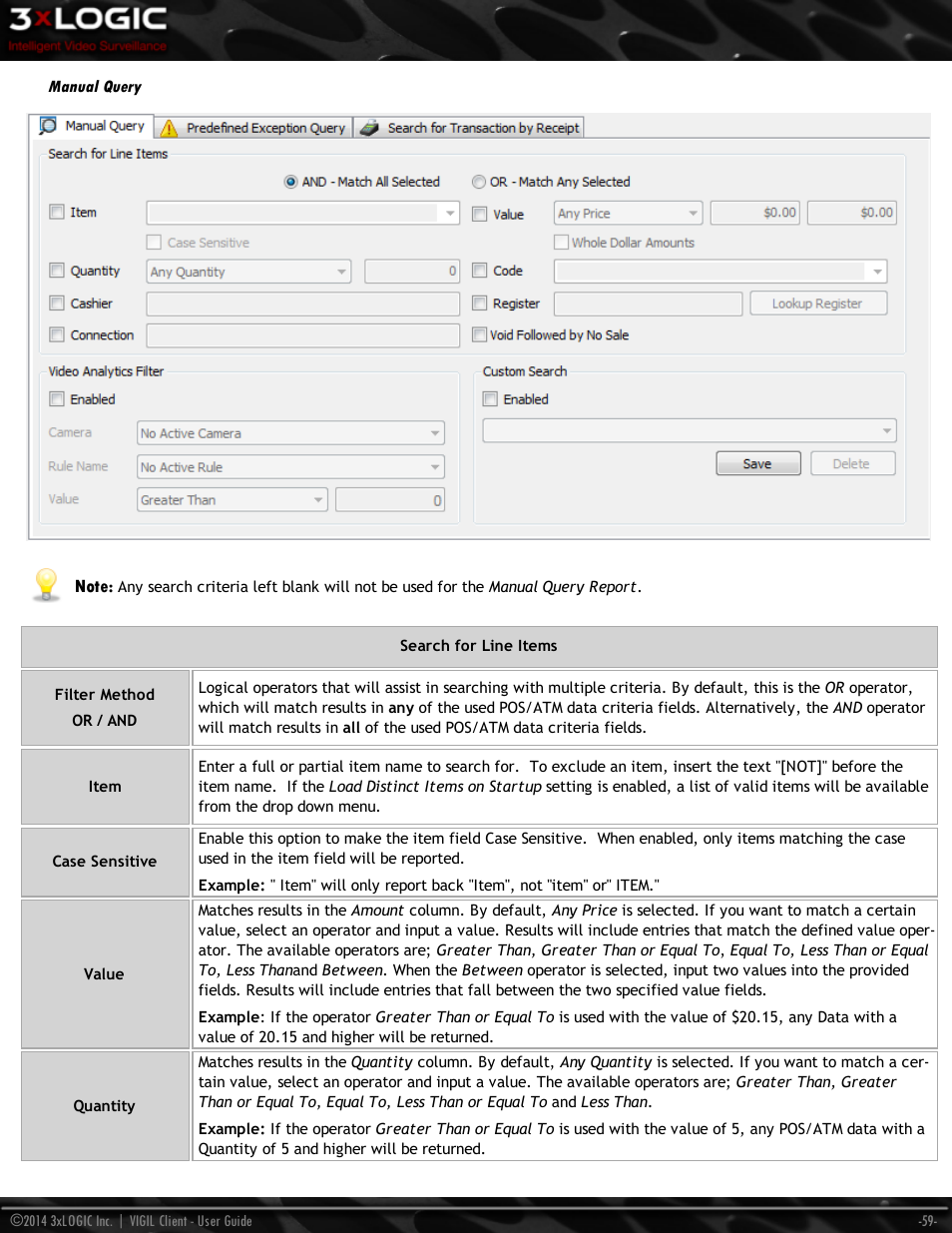 Manual query | 3xLOGIC VIGIL Client User Manual | Page 65 / 116