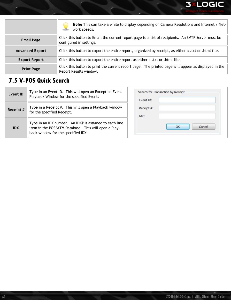 5 v-pos quick search | 3xLOGIC VIGIL Client User Manual | Page 68 / 116