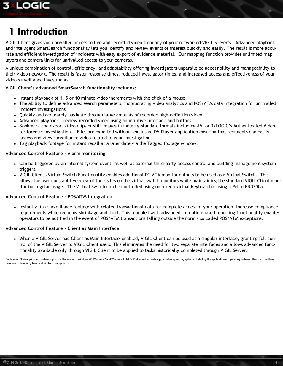 1 introduction | 3xLOGIC VIGIL Client User Manual | Page 7 / 116