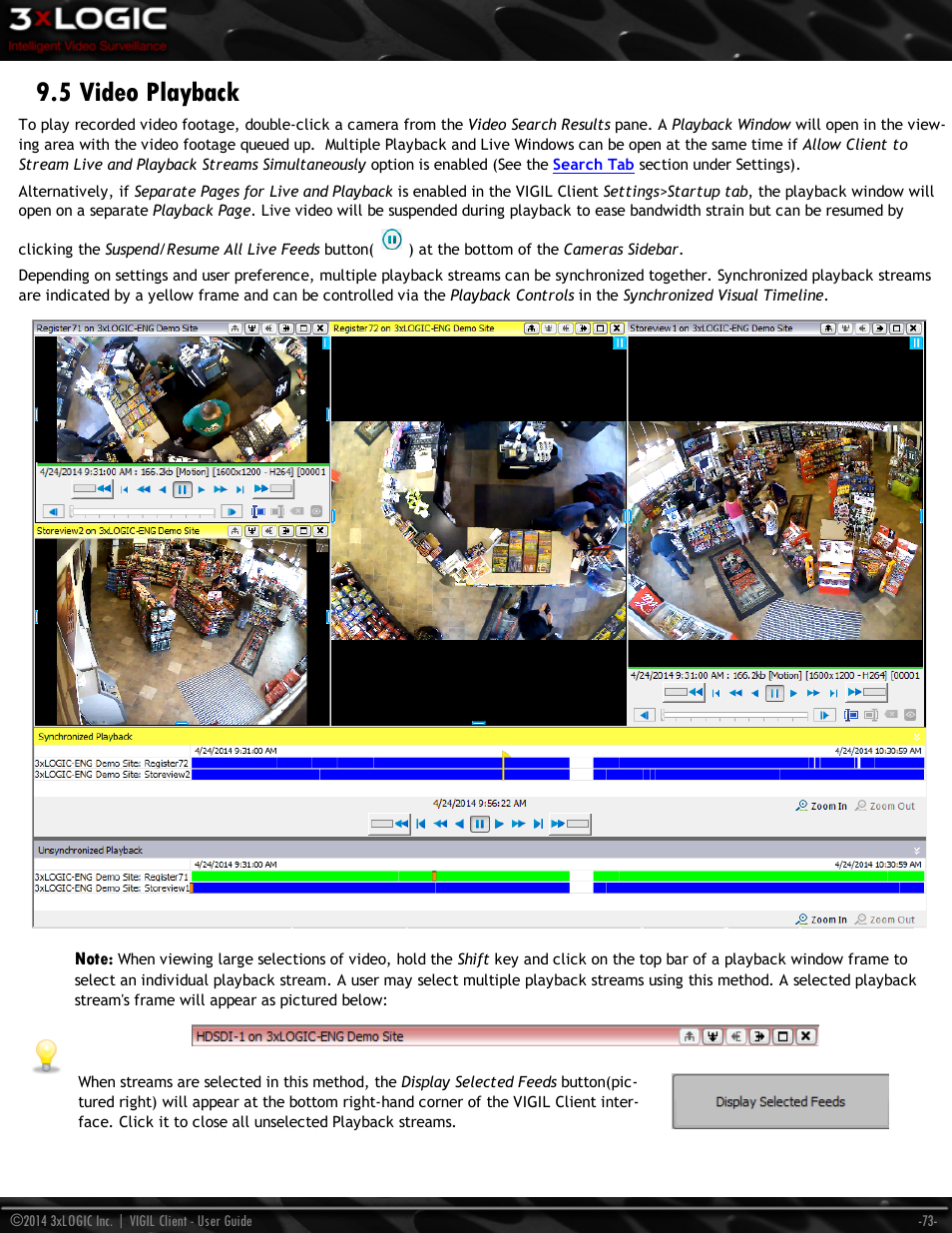 5 video playback | 3xLOGIC VIGIL Client User Manual | Page 79 / 116