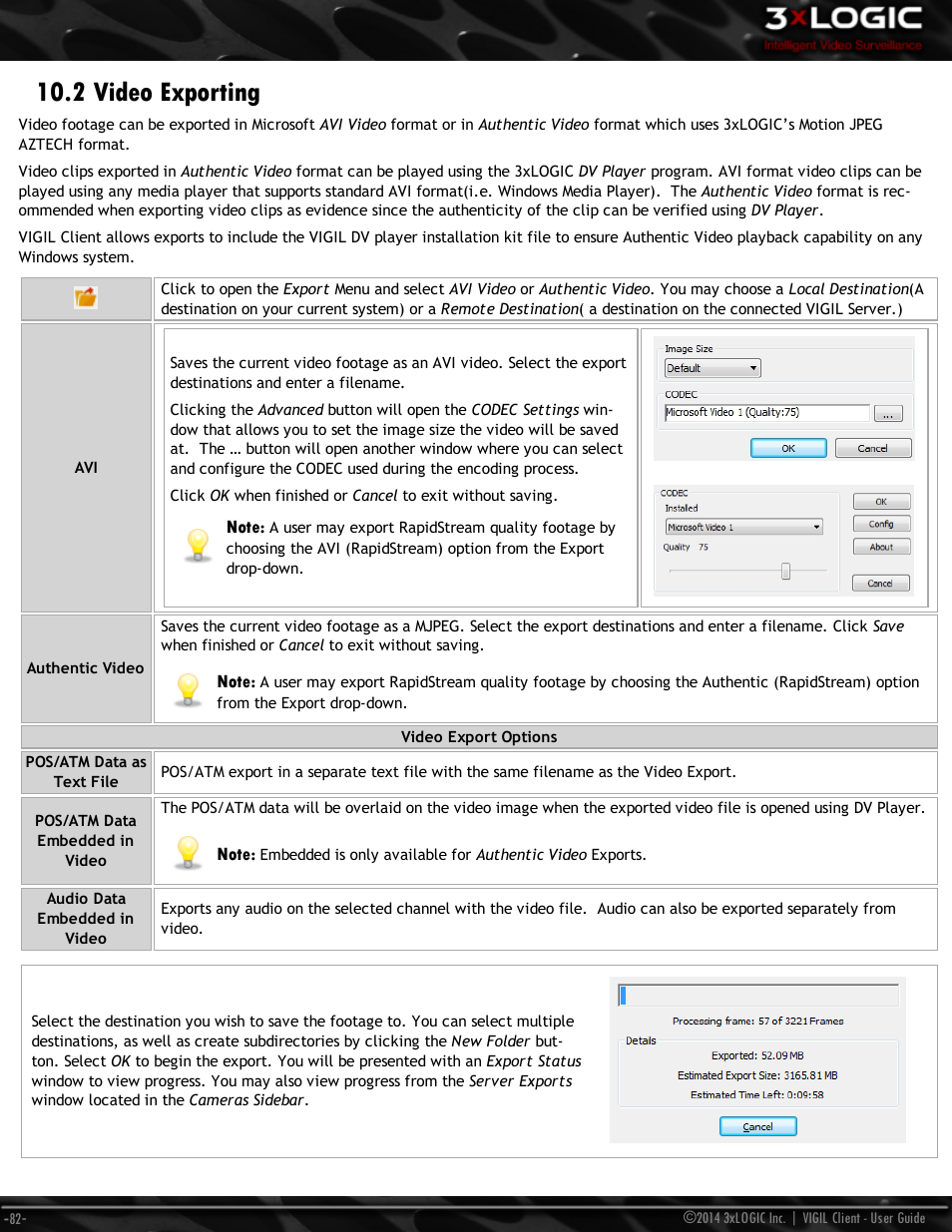 2 video exporting | 3xLOGIC VIGIL Client User Manual | Page 88 / 116