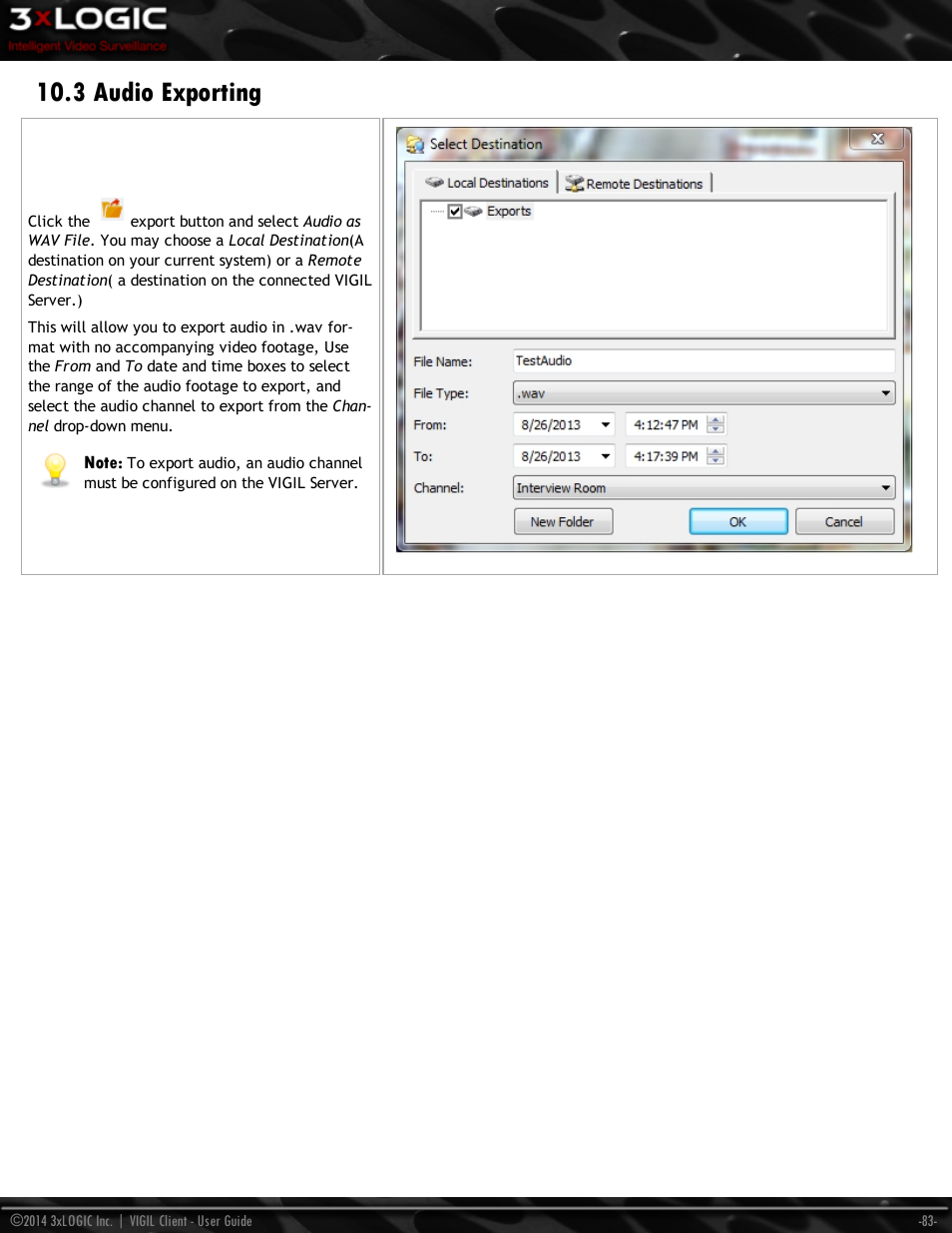 3 audio exporting | 3xLOGIC VIGIL Client User Manual | Page 89 / 116