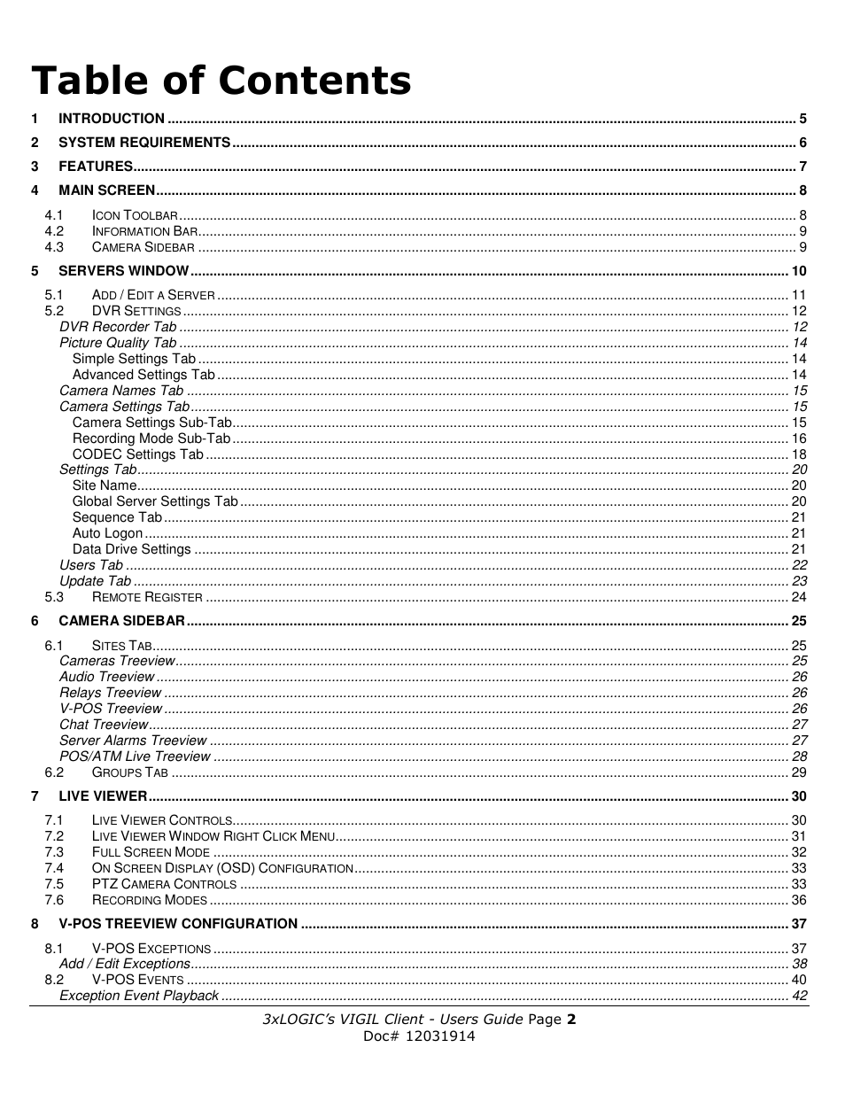 3xLOGIC VIGIL Client User Manual | Page 2 / 91