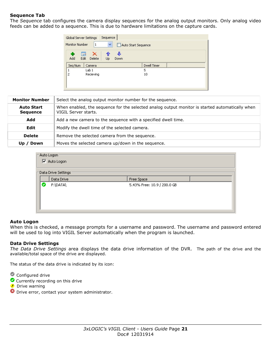 3xLOGIC VIGIL Client User Manual | Page 21 / 91