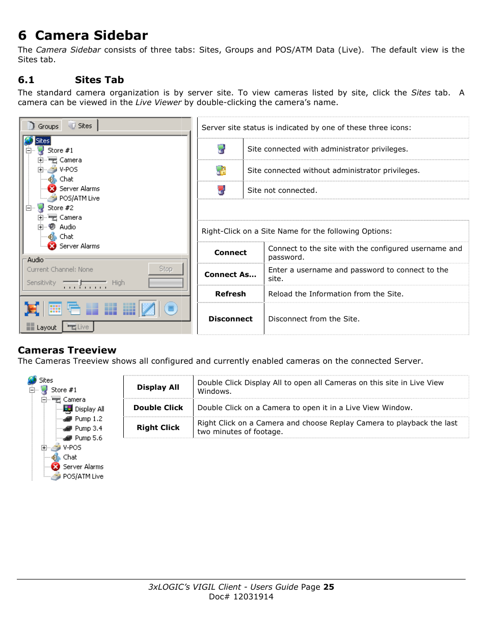 6 camera sidebar | 3xLOGIC VIGIL Client User Manual | Page 25 / 91
