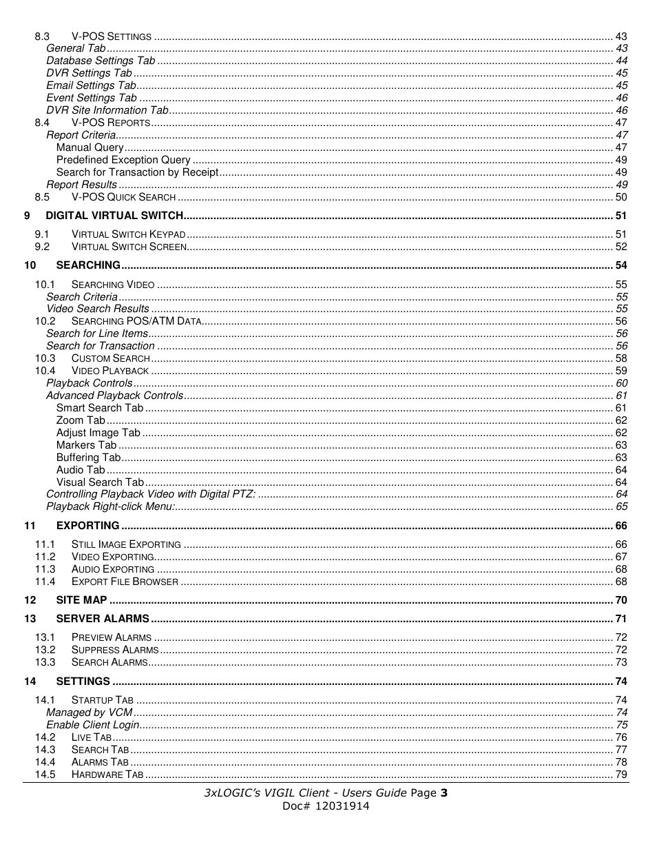 3xLOGIC VIGIL Client User Manual | Page 3 / 91