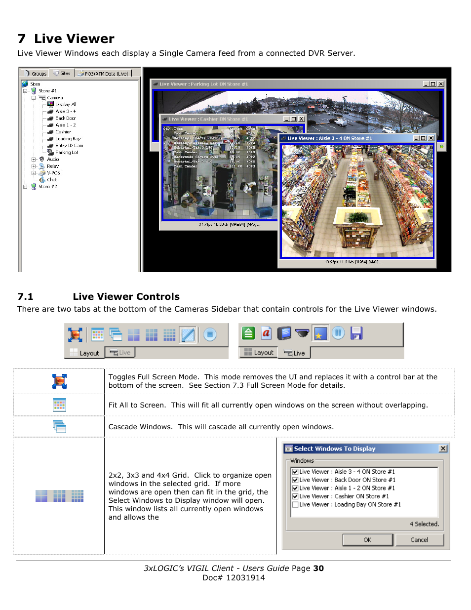 7 live viewer | 3xLOGIC VIGIL Client User Manual | Page 30 / 91