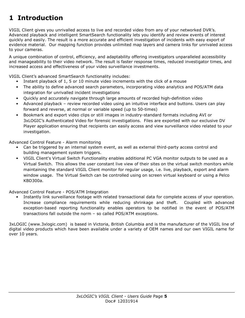 1 introduction | 3xLOGIC VIGIL Client User Manual | Page 5 / 91