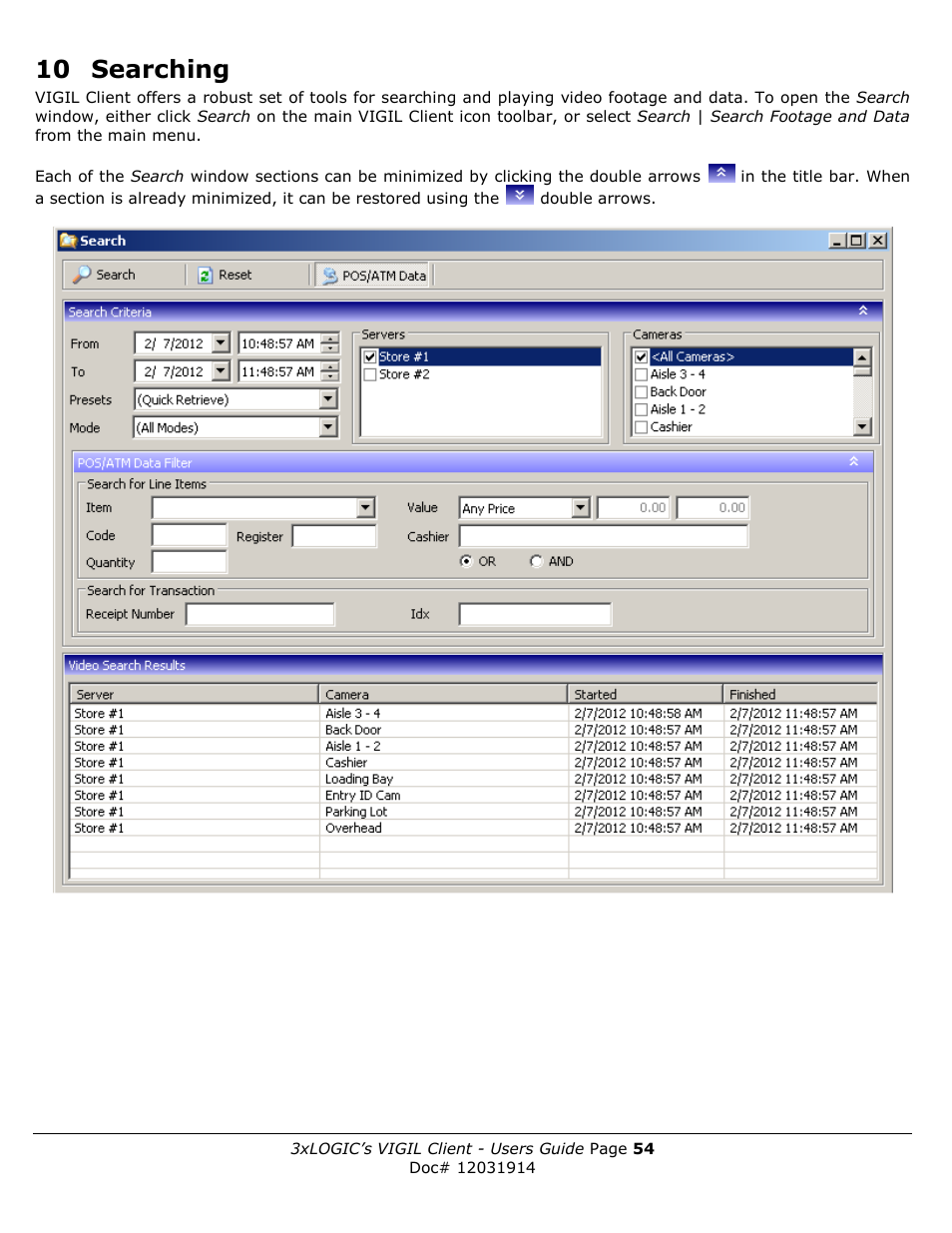 10 searching | 3xLOGIC VIGIL Client User Manual | Page 54 / 91