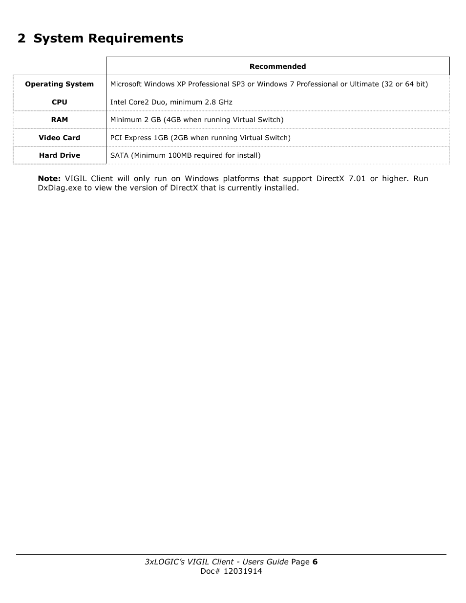 2 system requirements | 3xLOGIC VIGIL Client User Manual | Page 6 / 91