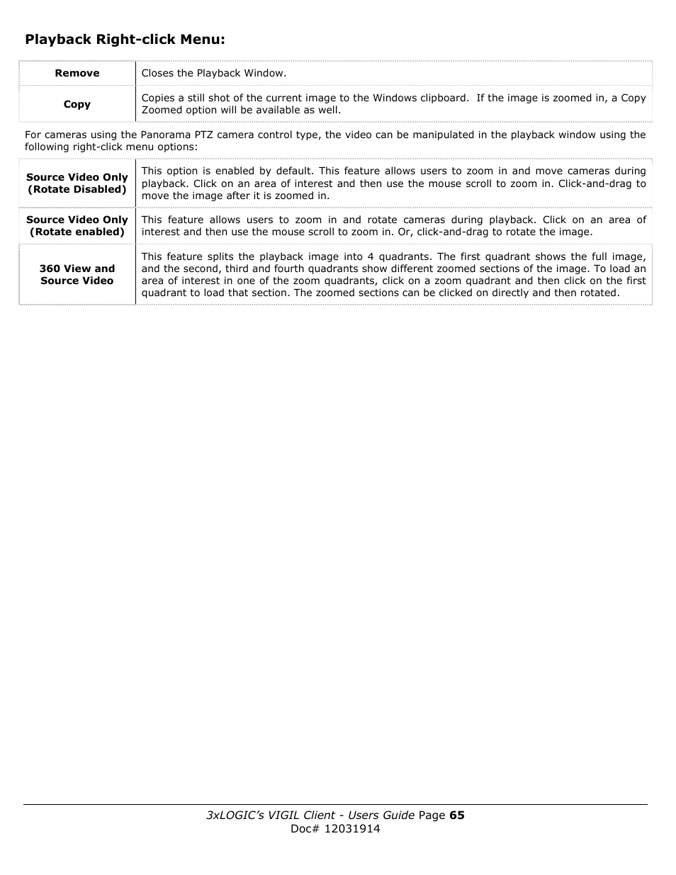 Playback right-click menu | 3xLOGIC VIGIL Client User Manual | Page 65 / 91