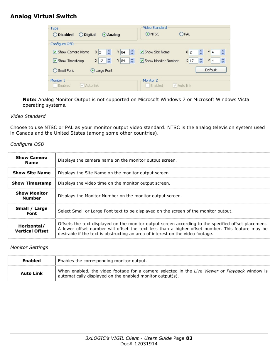 Analog virtual switch | 3xLOGIC VIGIL Client User Manual | Page 83 / 91