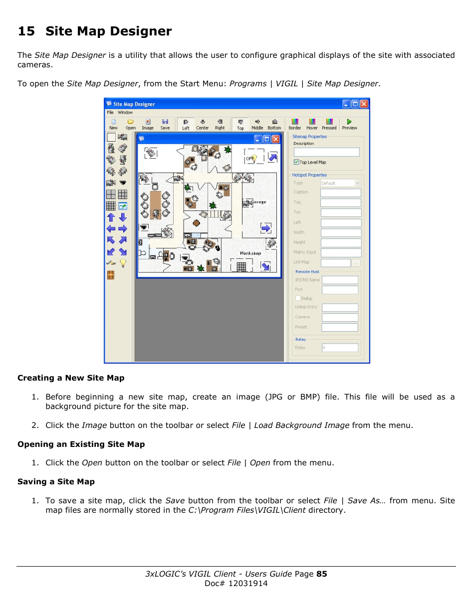 15 site map designer | 3xLOGIC VIGIL Client User Manual | Page 85 / 91