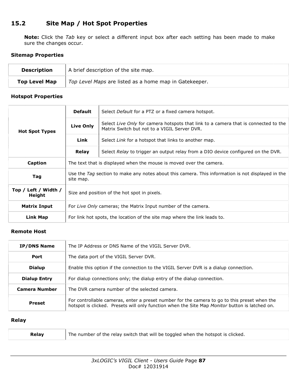 2 site map / hot spot properties | 3xLOGIC VIGIL Client User Manual | Page 87 / 91