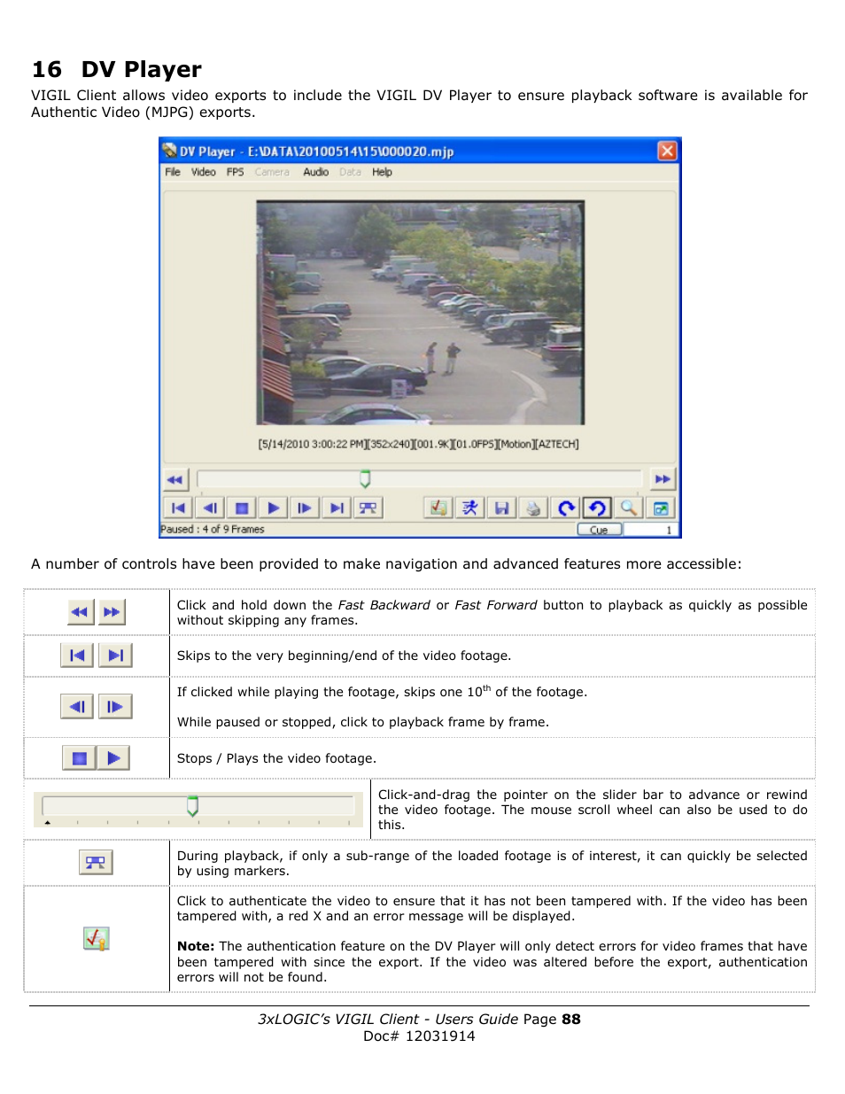 16 dv player | 3xLOGIC VIGIL Client User Manual | Page 88 / 91