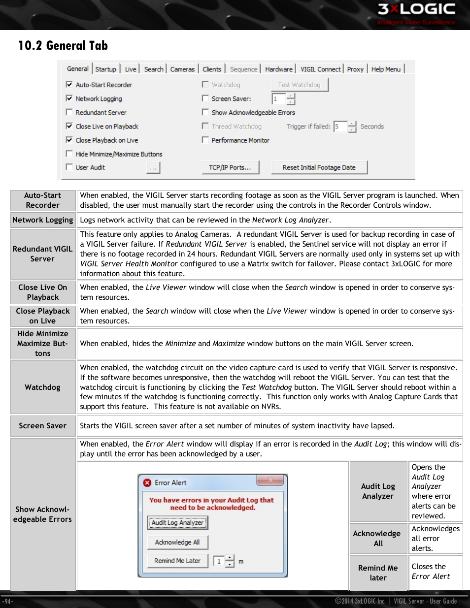 2 general tab | 3xLOGIC VIGIL Server User Manual | Page 103 / 148