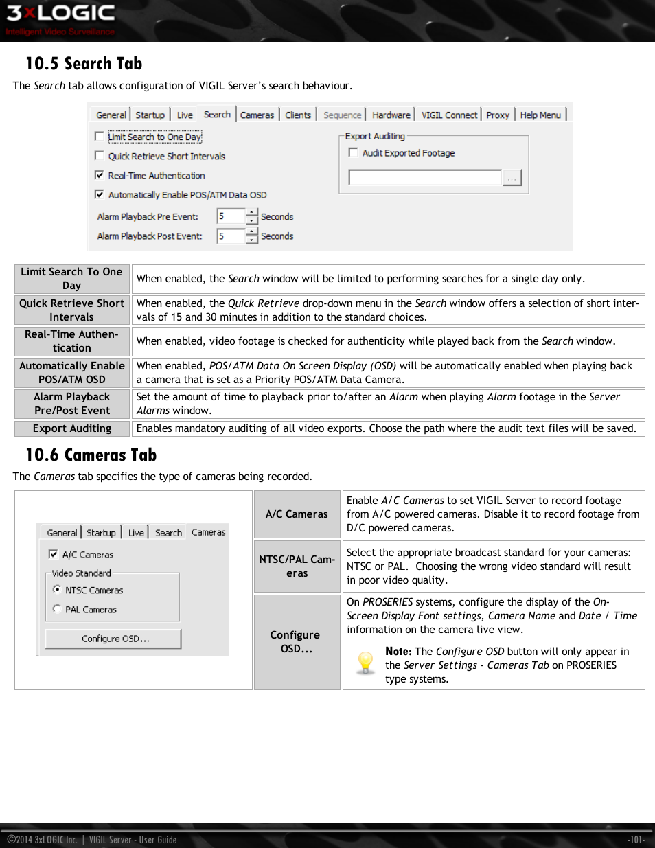 5 search tab, 6 cameras tab | 3xLOGIC VIGIL Server User Manual | Page 110 / 148