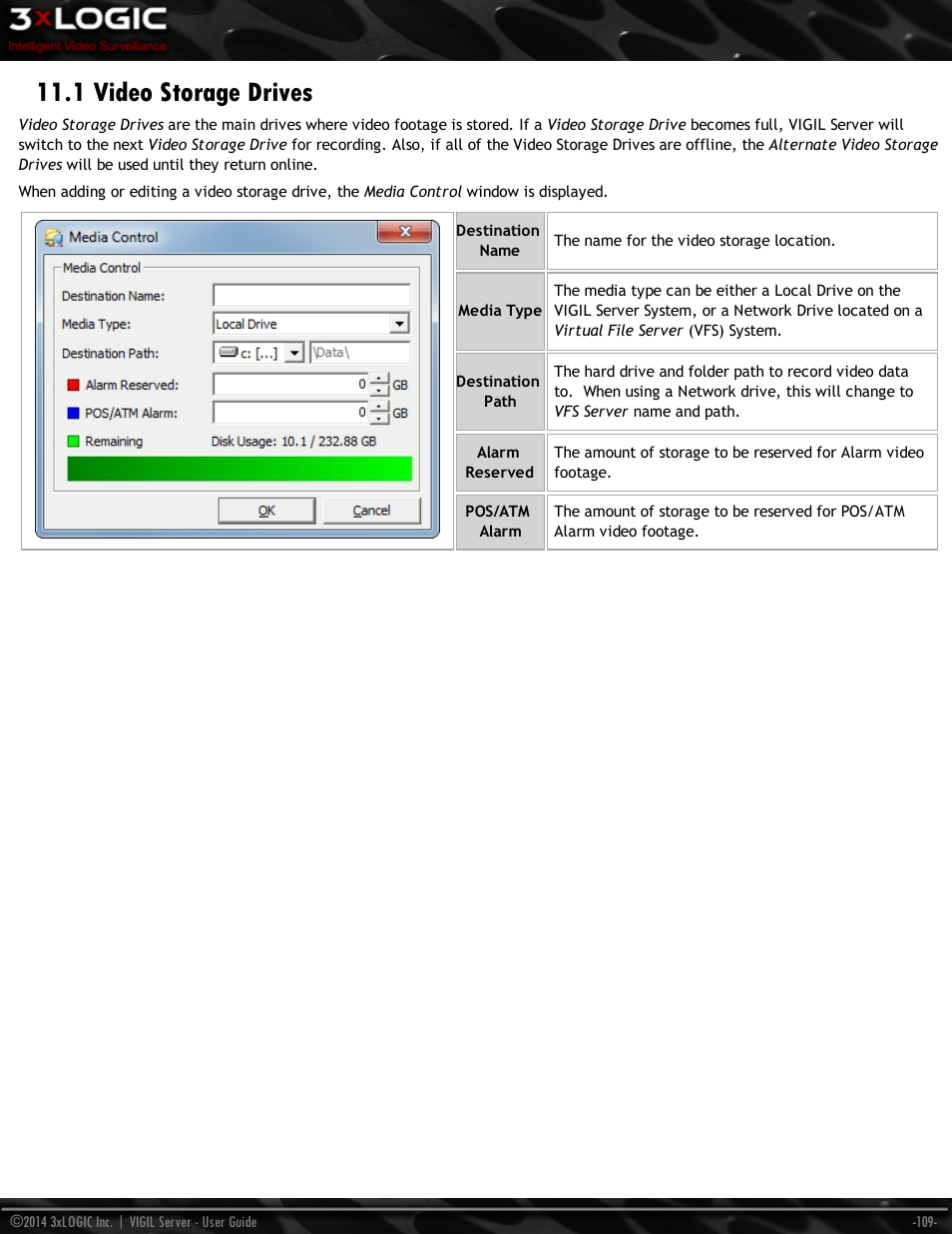 1 video storage drives | 3xLOGIC VIGIL Server User Manual | Page 118 / 148