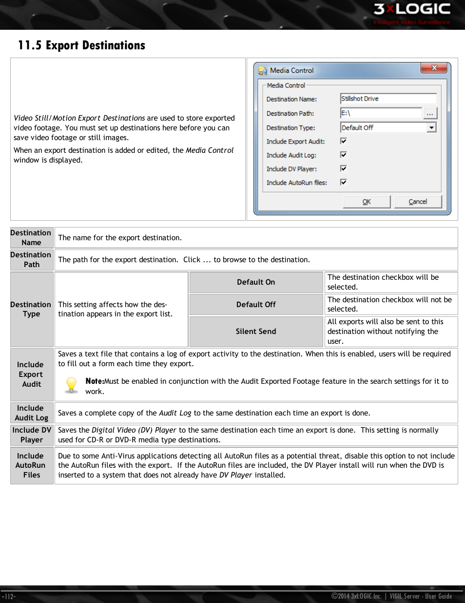 5 export destinations | 3xLOGIC VIGIL Server User Manual | Page 121 / 148