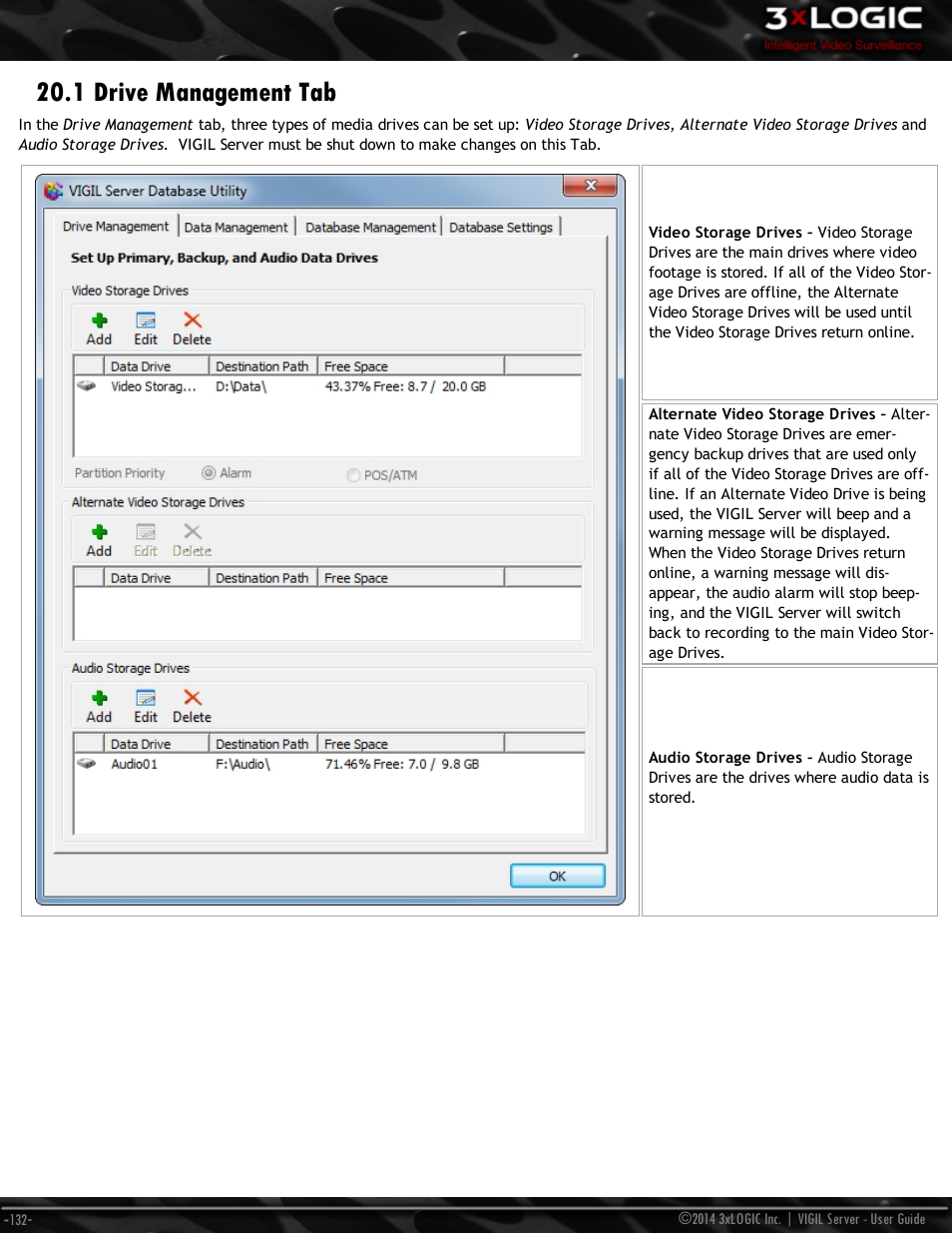 1 drive management tab | 3xLOGIC VIGIL Server User Manual | Page 141 / 148