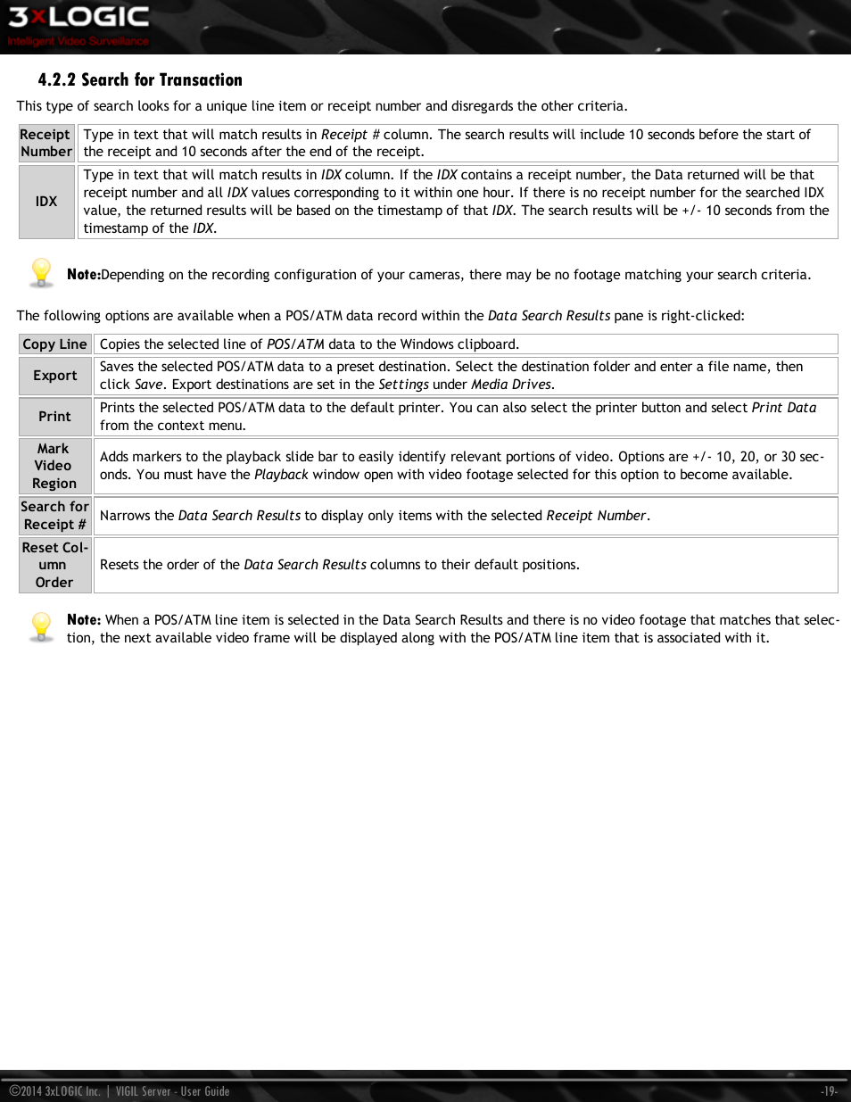 2 search for transaction | 3xLOGIC VIGIL Server User Manual | Page 28 / 148