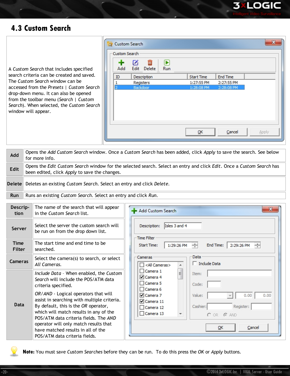 3 custom search | 3xLOGIC VIGIL Server User Manual | Page 29 / 148