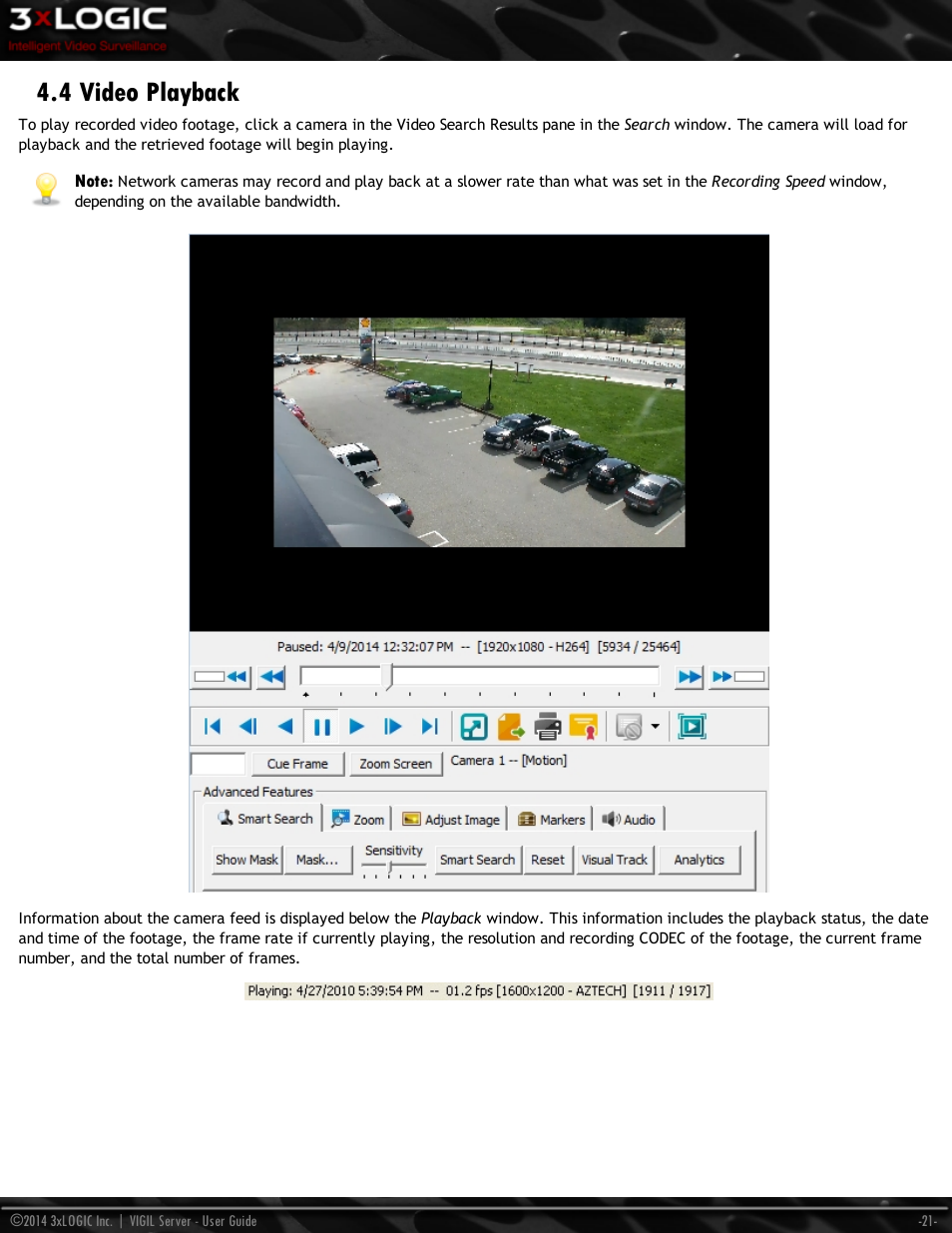 4 video playback | 3xLOGIC VIGIL Server User Manual | Page 30 / 148