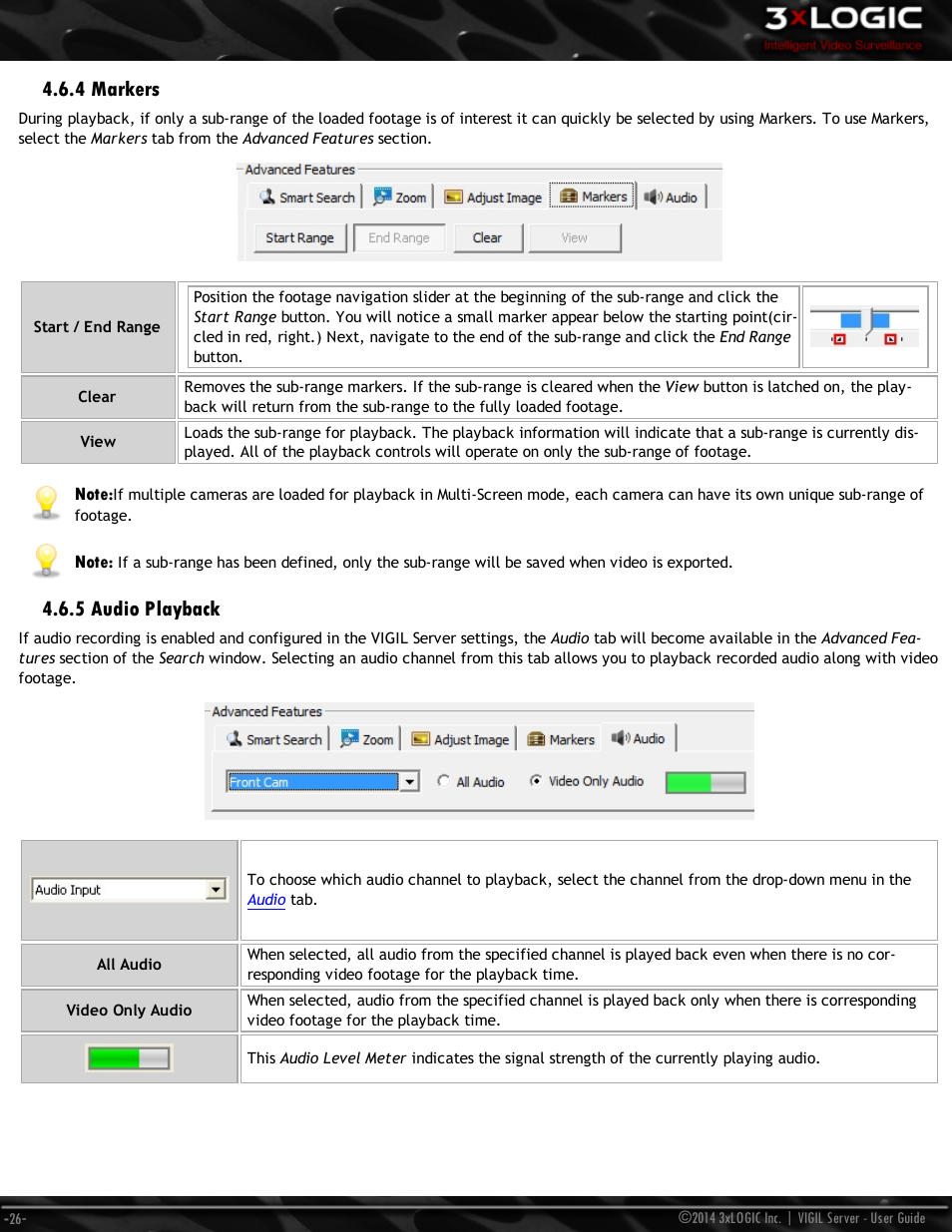 4 markers, 5 audio playback | 3xLOGIC VIGIL Server User Manual | Page 35 / 148