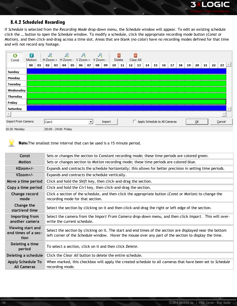 2 scheduled recording | 3xLOGIC VIGIL Server User Manual | Page 63 / 148