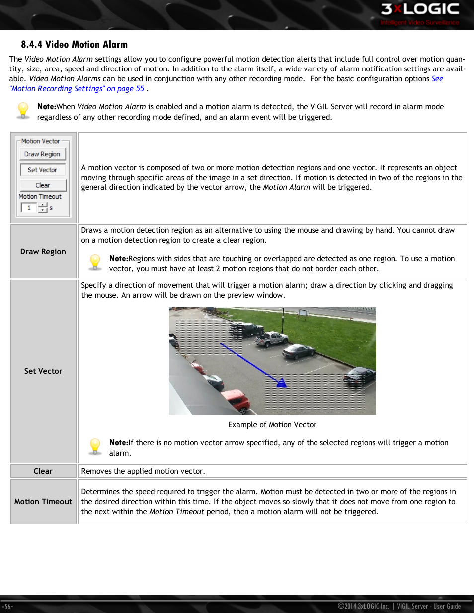 4 video motion alarm | 3xLOGIC VIGIL Server User Manual | Page 65 / 148