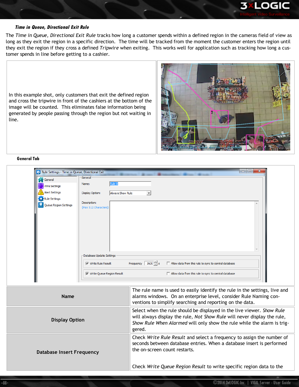Time in queue, directional exit rule, General tab | 3xLOGIC VIGIL Server User Manual | Page 97 / 148