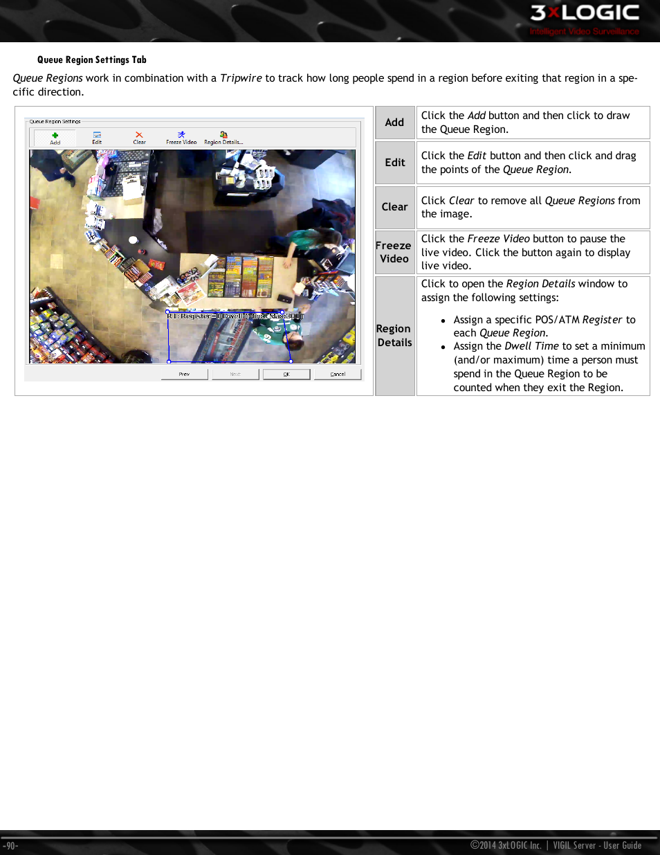 Queue region settings tab | 3xLOGIC VIGIL Server User Manual | Page 99 / 148