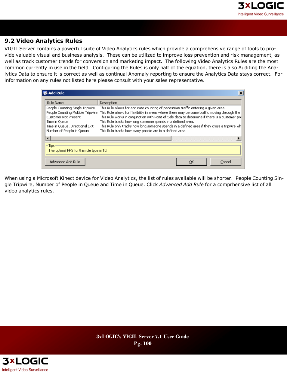 2 video analytics rules, Ideo, Nalytics | Ules | 3xLOGIC VIGIL Server User Manual | Page 104 / 180