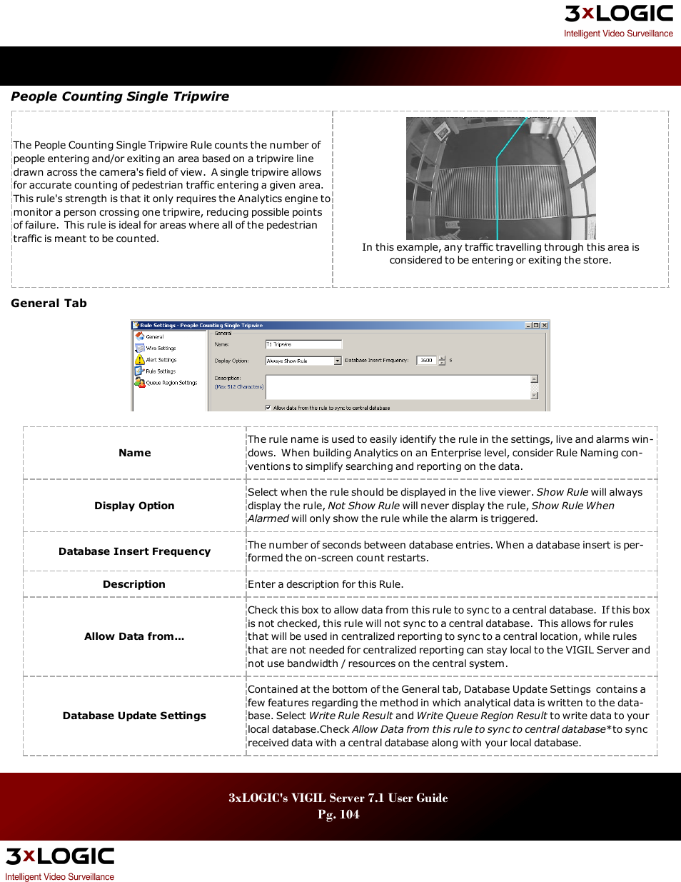 People counting single tripwire | 3xLOGIC VIGIL Server User Manual | Page 108 / 180