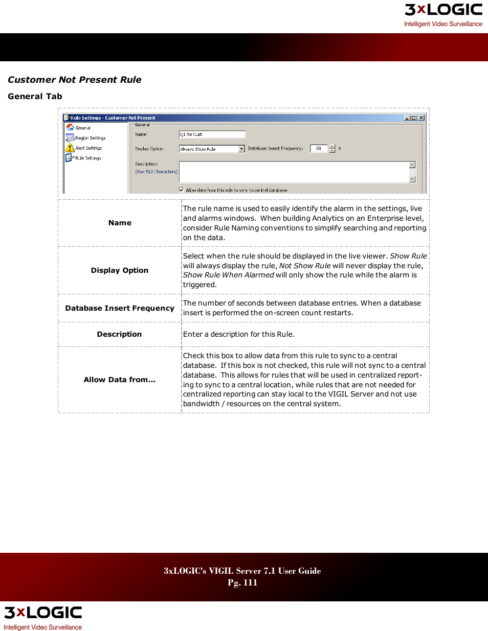 Customer not present rule | 3xLOGIC VIGIL Server User Manual | Page 115 / 180