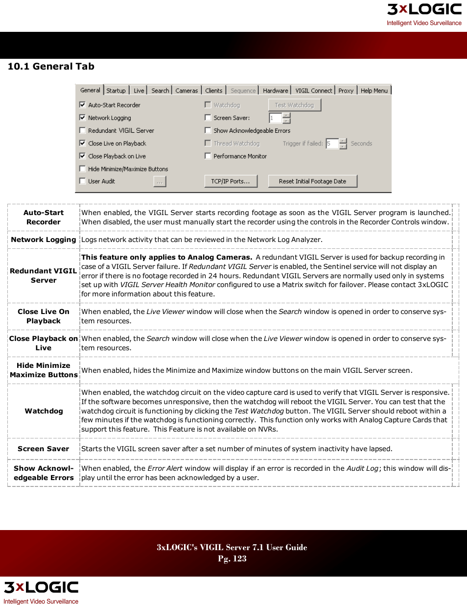 1 general tab, Eneral | 3xLOGIC VIGIL Server User Manual | Page 127 / 180