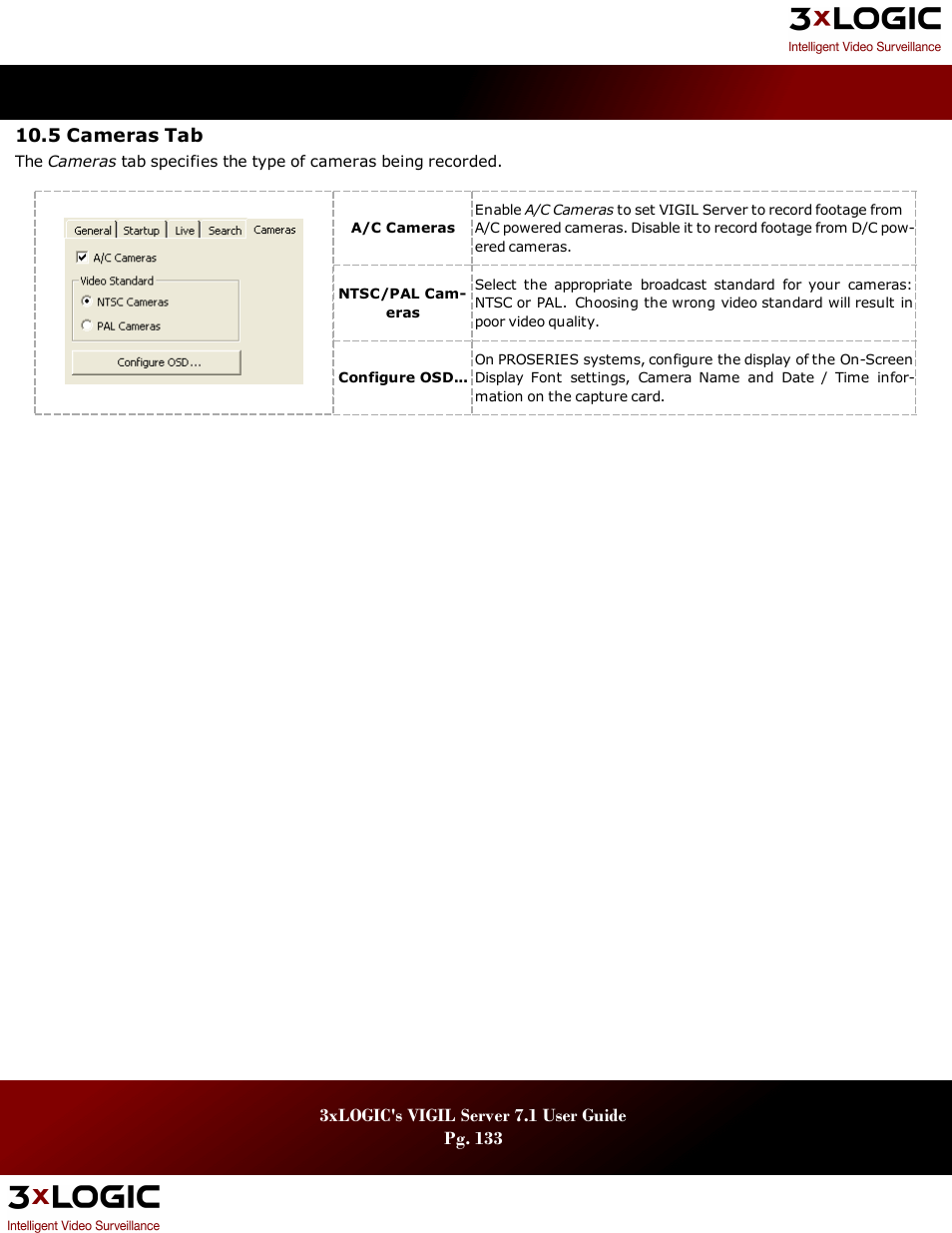 5 cameras tab, Ameras | 3xLOGIC VIGIL Server User Manual | Page 137 / 180